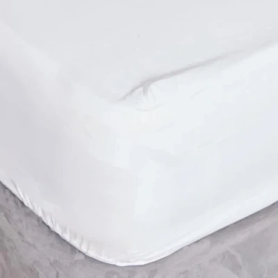 Image of Highams King Size Fitted Sheets White Luxury Plain Dyed Deep Bed Sheet Polycotton Easy Care Bedding, 150 x 200 cm