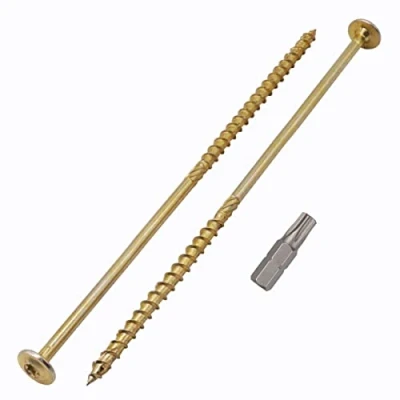 Image of (Pack of 8 pcs) Galvanized Steel 8.0 x 200 mm Yellow Wood Screws, Torx Head, Wafer Timber Partially Threaded (8, mm)