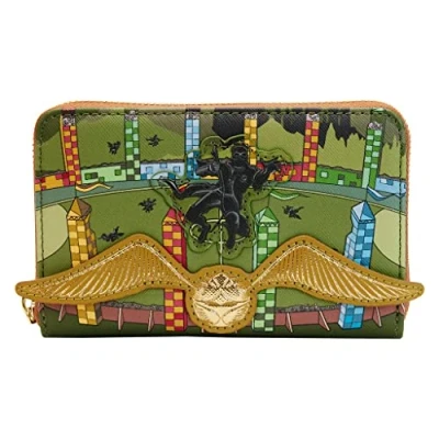 Image of Loungefly Harry Potter Purse Golden Snitch Official Green Zip Around One Size