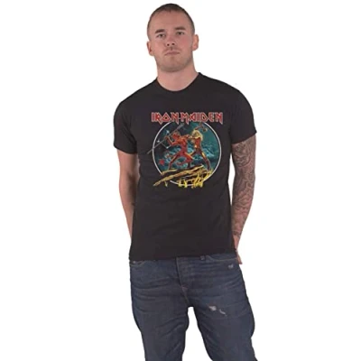 Image of Iron Maiden T Shirt Number of The Beast Run to Hills Circular Official Mens Medium Black