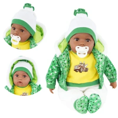 Image of Bibi Doll 20&quot; Lifelike Large Size Soft Bodied Black Baby Girls Boys Toy With Dummy &amp; Sounds (Ethnic Green)
