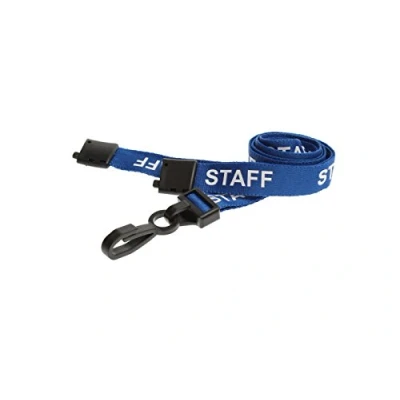 Image of Staff Neck Strap Lanyard 15mm Wide with Plastic Clip and Safety Breakaway for Badge Pass ID Card Holders, Work, Office, School, Teachers, NHS, Visitor Passes, Keys, Cruise (10 Blue)