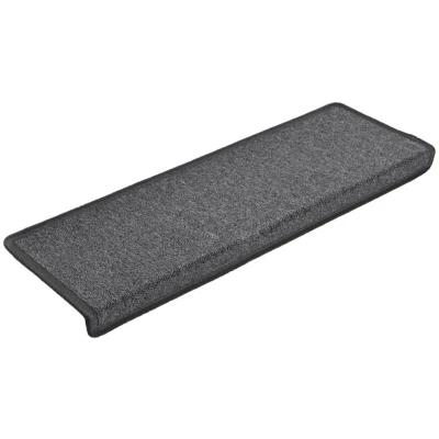 Image of vidaXL Stair Mats 15 pcs 65x21x4 cm Dark Grey Rectangular Edge