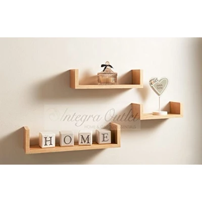 Image of Set Of 3 Different Sizes U Shaped Wooden Floating Shelf Available in black,White (Oak) by dy&amp;dx