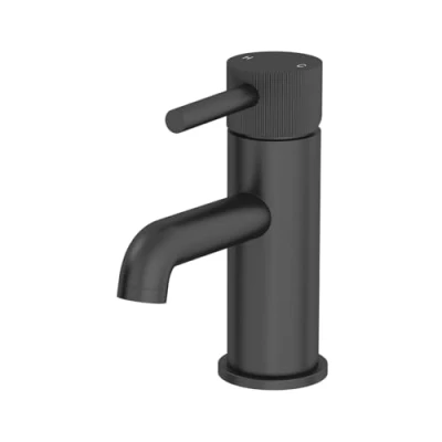 Image of Architeckt® Fluted Bathroom Basin Sink Mixer Tap Modern Mono Round Single Lever Handle Faucet for Sinks, Matt Black