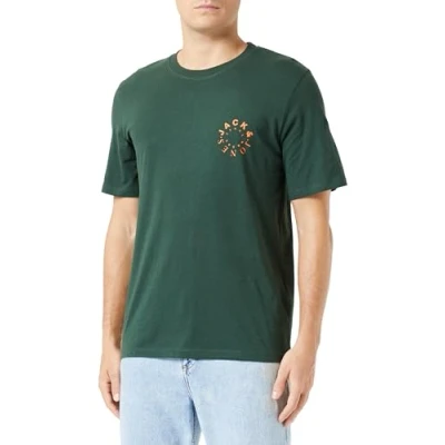 Image of JACK &amp; JONES Men&#039;s Jjwarrior Tee SS Crew Neck T Shirt, Mountain View/Print:Small, XS