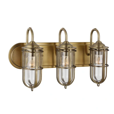 Image of Feiss Urban Restoration 3 Light Wall Dark Antique Brass IP44
