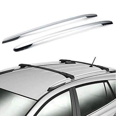 Image of Areyourshop For 2013 2018 Toyo ta RAV4 Aluminum Factory Silver Top Roof Rack Side Rails Bar