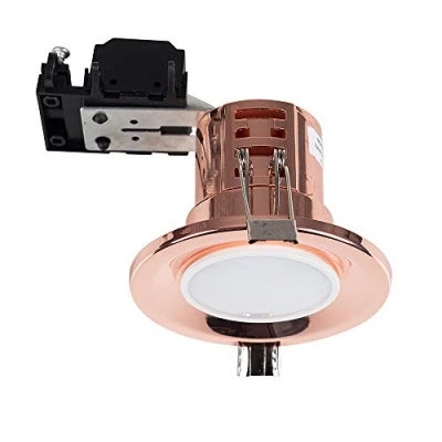 Image of MiniSun Modern Fire Rated Polished Copper Effect GU10 Recessed Ceiling Downlight/Spotlight Complete with a 5w LED Bulb [3000K Warm White]