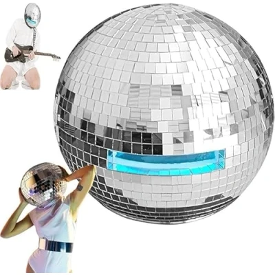 Image of OLOADE 40cm Mirror Disco Ball Helmet, Reflective Helmet Made of Glass, Suitable for Weddings, Holiday Parties, DJs, Nightclubs, Bars and Clubs