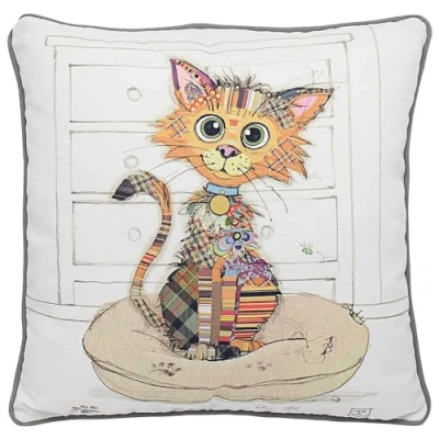 Image of L &amp; P Home Gifts Lesser Pavey 45 x 45cm Cushions With Covers British Designed Inserts Included Kimba Kitten Cushion For Kitchens or Living Spaces Bug Art