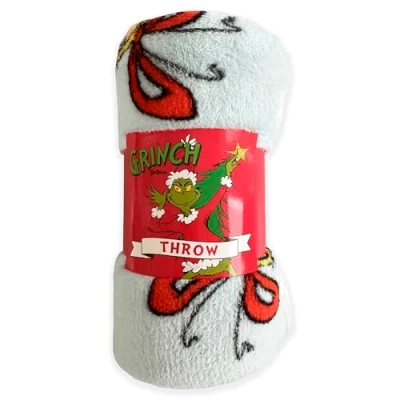 Image of Coco Moon The Grinch Snowflakes Fleece Blanket Blanket, Christmas Themed Throw Ideal For Bed
