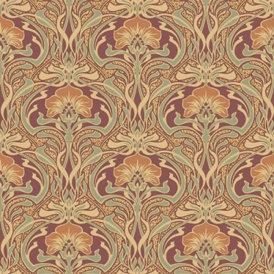 Image of Crown Wallcoverings Flora Nouveau Wallpaper Russet M1194 Full Roll