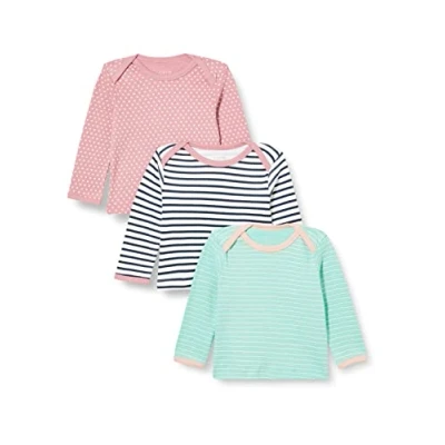 Image of Care Unisex Baby T shirt Aop (3 pack) Long Sleeve Top, Rose (534), 3 6 Months UK