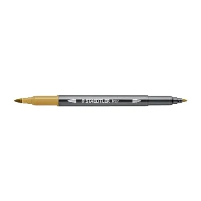 Image of Staedtler Watercolour double fibre tip pens design Journey, umber, fine and flexible brush tip, water soluble, 10 umbra felt pens, 3001 790