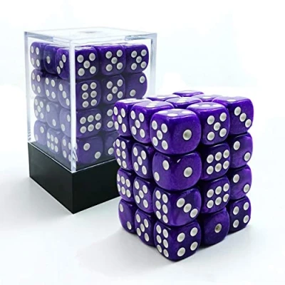 Image of Bescon 12mm 6 Sided Dice 36 in Brick Box, Six Die (36) Block of Dice, Marble Purple