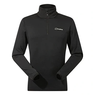 Image of Berghaus Men&#039;s Keppla Half Zip Fleece, Extra Warmth, Soft Feel, Black, XS