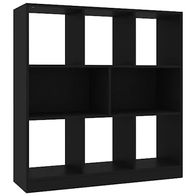 Image of vidaXL Book Cabinet with 8 Large Compartments Chipboard File Bookshelf Rack Office Highboard Storage Chest Black