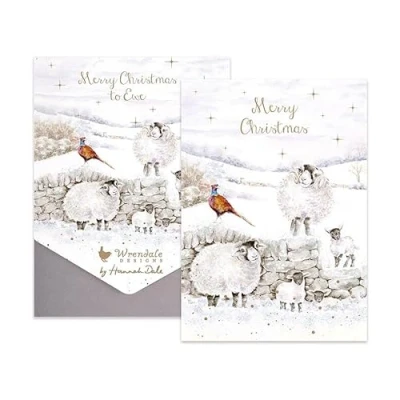 Image of Wrendale Designs by Hannah Dale Merry Christmass to Ewe Christmas Notecard Set Pack of 8