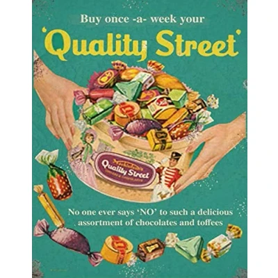 Image of Lewistons Of London Quality Street Chocolate Toffee Inspired Vintage Retro Man Cave Bar Pub Shed Novelty Gift Tin Wall Décor Metal Sign