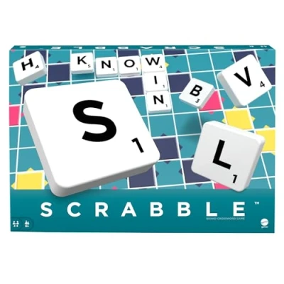 Image of Mattel Games Classic Scrabble, Original Crossword Board Game, English Version, Family Game for Adults and Kids, Word 2 to 4 Players, Ages 10 Up, Y9592