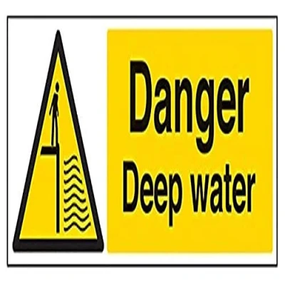 Image of V Safety Danger Deep Water Warning Sign 450mm x 150mm 1mm Rigid Plastic