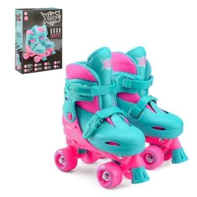 Image of Xootz Kids Quad Skates, Beginner Adjustable Roller Skates Girls, Pink
