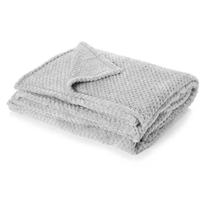Image of Dreamscene Luxury Waffle Mink Honeycomb Faux Fur Warm Throw Over Sofa Bed Soft Blanket, Silver Grey 200 x 240cm