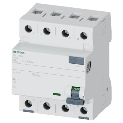 Image of SIEMENS 5SV33466 SENTRON RCD Circuit Breaker, 4 Pin, Type A, In: 63 30 mA, Un AC: 400 V