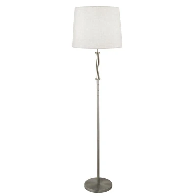 Image of Vegas LED 1 Light Floor Lamp Satin Silver, White, Grey