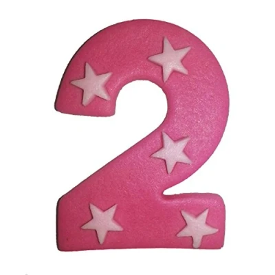 Image of 6.5cm x 5cm Pink Sugar Number With Stars: 2