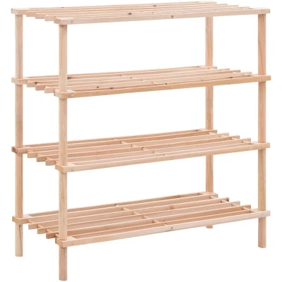 Image of vidaXL 4 Tier Shoe Rack Solid Fir Wood