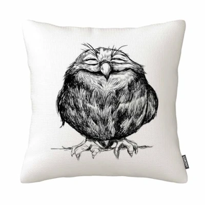 Image of GSRONY Owl Throw Pillow Covers Sketch Pattern Black White Cushion Case Home Decor Pillowcase 18x18 Inches