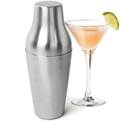 Image of bar@drinkstuff French Cocktail Shaker 2 Piece Brushed Stainless Steel Shaker, Boston