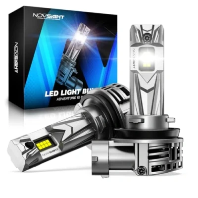 Image of NOVSIGHT H11 LED Headlight Bulb 27000LM 1:1 Size Bulb, 600% 6500K Cool White Super Bright H8 H9 Conversion Kit, Plug and Play,IP68 Waterproof,Pack of 2