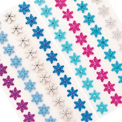 Image of Baker Ross FE878 Snowflake Gem Foam Stickers Pack of 80, Assorted
