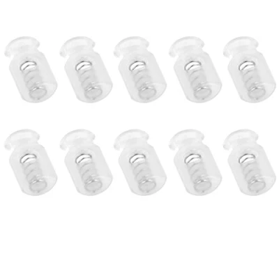 Image of sourcing map One Hole Rope Cord Locks End Spring Stop Toggles 7mm 10pcs Clear White