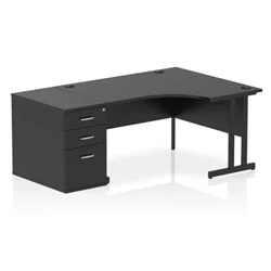 Image of Impulse 1400 RH Crescent Desk Cantilever Black/Black 800 High Ped