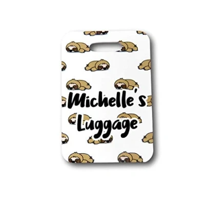 Image of Sloth Luggage tag Personalised Travel Gift Idea Custom World Accessory for Traveller Vacation
