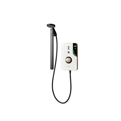 Image of Triton Showers ENlight® Thermostatic Electric Shower 9.5 kW Smart Digital Black Wall Mount Unit with Showerhead &amp; Anti Twist Hose Brass