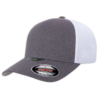 Image of Flexfit Unisex&#039;s Unipanel Trucker Cap Baseball, Melange Heather/White, S M