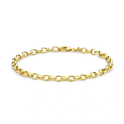Image of Carissima Gold Women&#039;s 9 ct Yellow Hollow 4 mm Oval Belcher Chain Bracelet of Length 19 cm/7.5 Inch