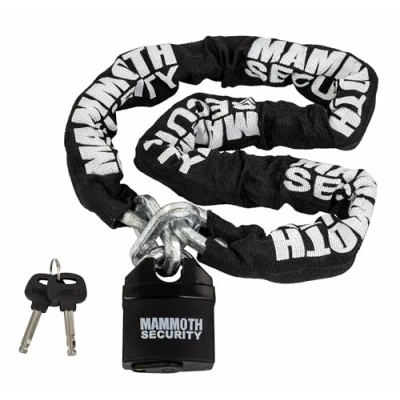 Image of Mammoth Motorcycle Lock &amp; Chain 10mm Heavy Duty 1.2M Long Motorbike Scooter Security