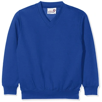 Image of AWDis Boy&#039;s Kids Academy V Neck Sweatshirt School Top, Blue (Academy Royal Blue), 11 12 Years (Manufacturer Size:X Large)