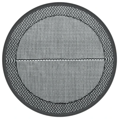Image of vidaXL Outdoor Carpet Garden Rug Grey PP Patio Mat for Balcony, Terrace &amp; Picnic Area, Reversible, UV Resistant, Easy Clean, Portable, 120cm Diameter