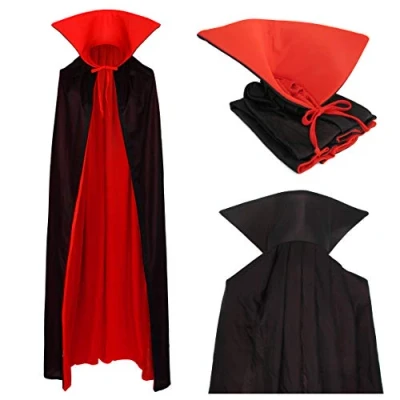 Image of papapanda Vampire Cloak Stand Collar Cape Black Red 130cm for Kids and Adults