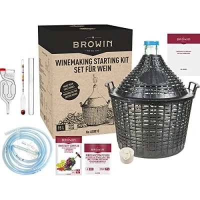 Image of 15 Litre Winemaking Starter Equipment Kit with a Glass Demijohn Browin