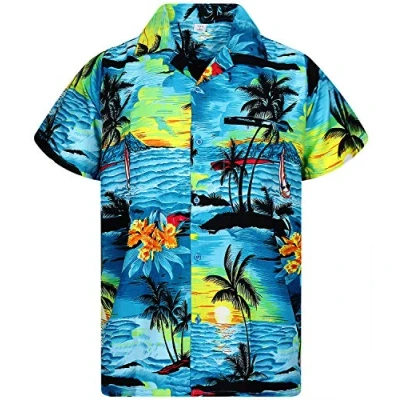 Image of V.H.O. Funky Hawaiian Shirt, Shortsleeve, Surf, Turquoise, XS
