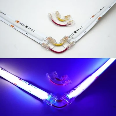 Image of Boarda RGB Smart IC COB LED Strip Connectors,3 Pin 12mm L Shape 90 Connectors,10Pcs to Connector for 2mm RGBIC Lights (3P IC, Strip)