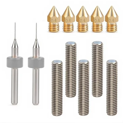 Image of CESFONJER 12pc/set ：5pcs 1.75mm Teflon Throat Tube+ 5pcs 0.4mm Extruder Nozzle Print Heads+2pcs Cleaning Drill Bits for MK8 Makerbot Anet A8 3D Printer